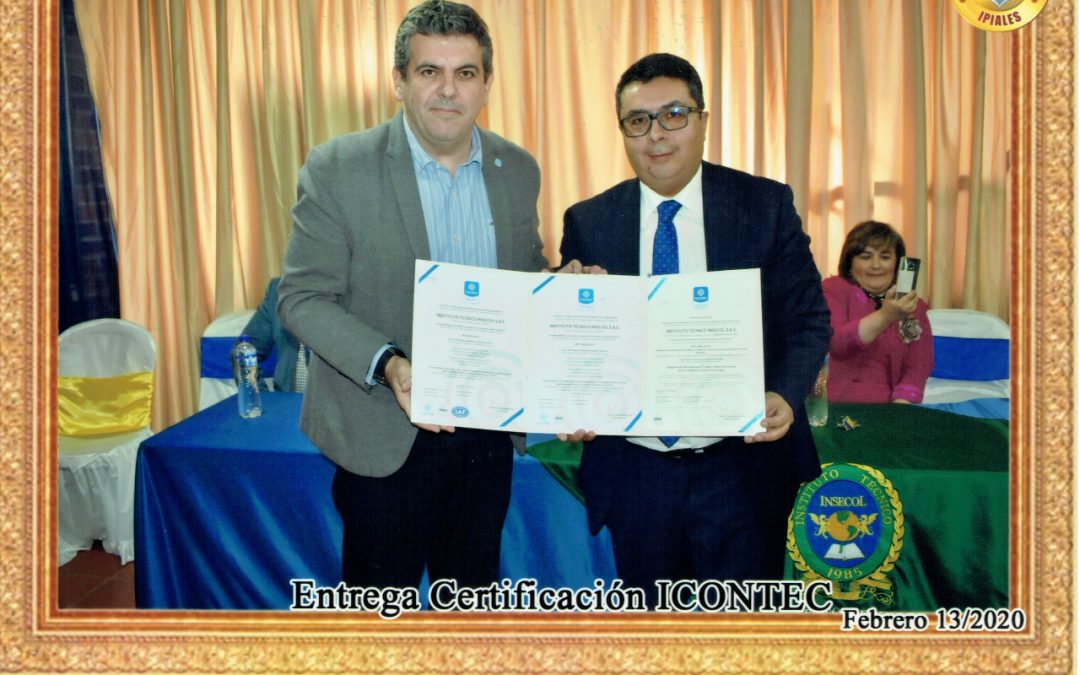 Ceremonia entrega de Certificados de Alta Calidad por parte de ICONTEC